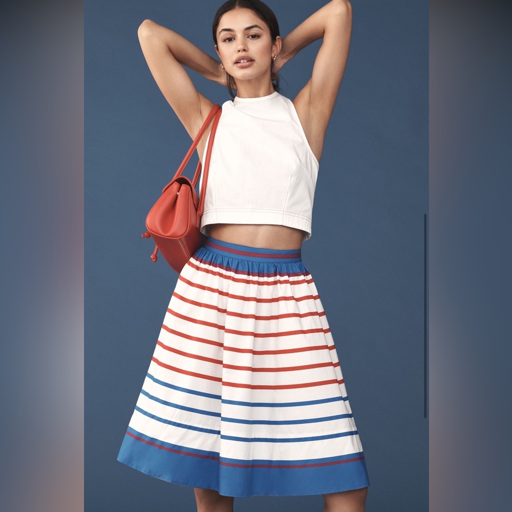 NWT Anthropologie Maeve The Jacie Poplin Printed Knee-Length Skirt Sz XS - Picture 2 of 13